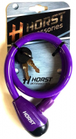 Велозамок Horst, 12x650мм автом. на ключе фиолетовый