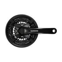Система шатунов 3ск. 42T Shimano Tourney TY501, 170мм, Кв, 42/34/24, с защитой, с болтами, черн.