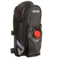 Сумка подседельная STG 131396, с карманом для фляги, с красным фонарем сзади,1-о отделен