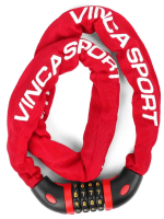 Велозамок Vinca Sport, цепь, кодовый, 6x900мм, красная оплетка