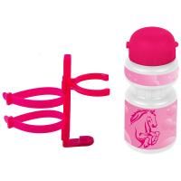 Фляга Ventura Kids, 0.3л, пластик., розовая "лошадка"+держатель