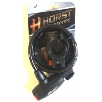 Велозамок Horst, 8x1500мм автом. на ключе с защитой, черный