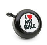 Звонок M-Wave, сталь детский черный с рисунком "I love my bike"
