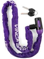 Велозамок Vinca Sport, цепь 6x1000мм, фиолетовая оплетка