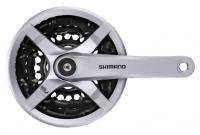 Система шатунов 3ск. 42T Shimano Tourney TY501, 175мм, Кв, 42/34/24, с защитой, с болтами, серебр.