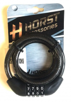 Велозамок Horst, кодовый (4 разряда) 10x800мм черный