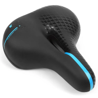 Седло Vinca Sport VS-76, комфортное, 250x210мм, с отверстием, черное, надпись синим