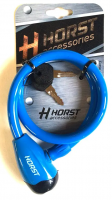 Велозамок Horst, 12x650мм автом. на ключе синий
