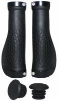 Грипсы эргономичные, чёрные, длина 129мм, зажим черный,инд.уп. Vinca sport