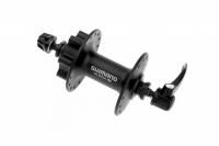 Втулка передняя 32H Shimano Deore M525, алюм. диск. с эксц. черная инд. уп.