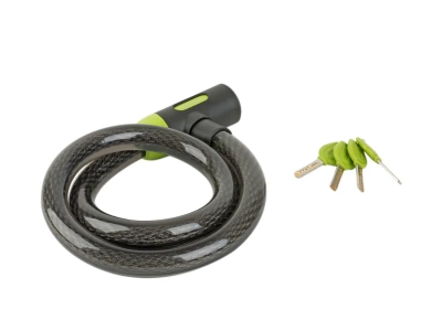 Велозамок Author ACL-85 C-Sleeve black/green 17мм сталь.кабель+25мм оплетка длина 1000мм автом.