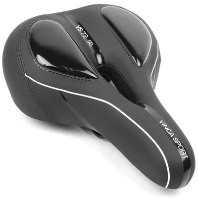 Седло Vinca Sport VS-72, комфортное с фонариком, гель, 280x200мм, черное