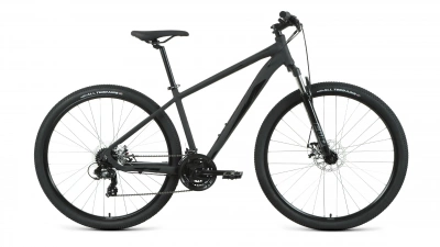 Велосипед FORWARD APACHE 29 2.2 S disc (29" 21 ск. рост. 19") 2021, черный матовый/черный