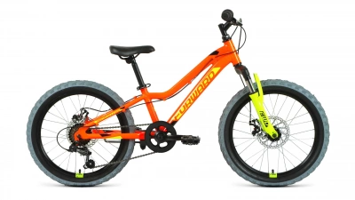 Велосипед FORWARD TWISTER 20 2.0 D (20" 7 ск. рост. 10") 2022, ярко-оранжевый/ярко-желтый
