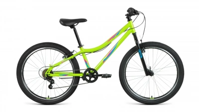 Велосипед FORWARD IRIS 24 1.0 (24" 6 ск. рост 12") 2022, зеленый/бирюзовый