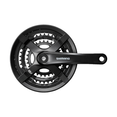Система шатунов 3ск. 48T Shimano Tourney TY501, 170мм, Кв, 48/38/28 с защитой, с болтами, черн.