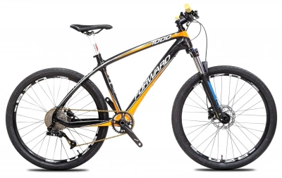 Велосипед FORWARD 1000 Carbon HD (26" 9 ск. рост. 16"), черный/оранжевый