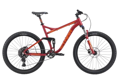 Велосипед Stark Tactic FS 27.4 HD 2024, красный матовый/оранжевый, 18"
