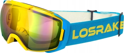 Маска горнолыжная LosRaketos LUMI Yellow GOLD Mirror BLUE арт 21405