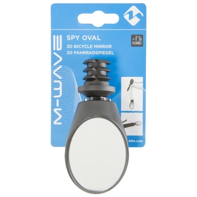 Зеркало M-Wave Spy Oval, овальное 75x50мм 3 степ. свободы торц. крепление, черное