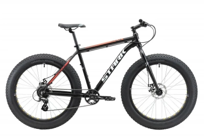 Велосипед Stark Fat 26.2 D 2022, чёрный/красный, 18"