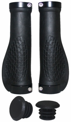 Грипсы эргономичные, чёрные, длина 129мм, зажим черный,инд.уп. Vinca sport