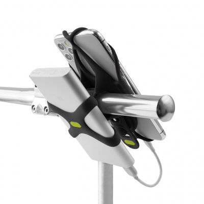 Держатель для телефона Bone Bike Tie 4 + Power Strap, силикон. унив. 4.7'-7,2', черный