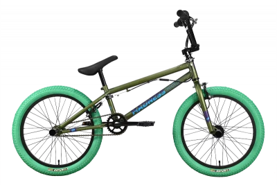 Велосипед Stark Madness BMX 2 2023, зеленый/голубой/зеленый