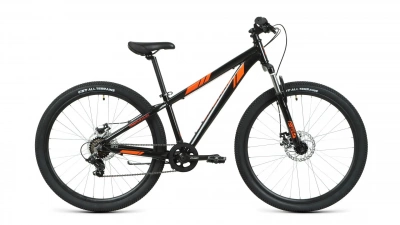 Велосипед FORWARD TORONTO 26 2.2 DISC (26" 7 ск. рост. 13") 2021, черный/оранжевый