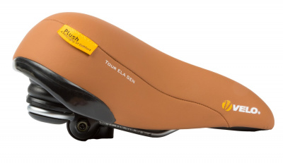 Седло Velo Elastomer, комфорт 264x220мм натур. кожа эластомер. пружин. коричн.