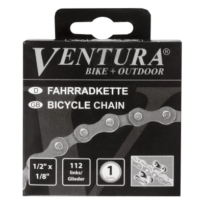 Цепь 1ск. Ventura, 112зв 1/2x1/8, с замком в коробке