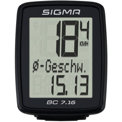 Велокомпьютер Sigma BC 7.16, 7 функций, проводной, черный