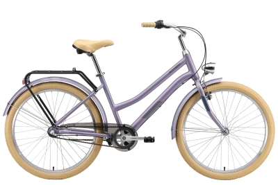 Велосипед Stark Comfort Lady 3-speed 2024, сиреневый матовый металлик/серый/бежевый, 14.5"