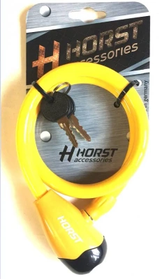 Велозамок Horst, 12x650мм автом. на ключе желтый