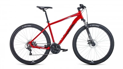 Велосипед FORWARD APACHE 29 2.2 disc (29" 21 ск. рост 17") 2021, красный/серебристый