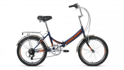 Велосипед FORWARD ARSENAL 20 2.0 (20" 6 ск. рост. 14" скл.) 2021, темно-синий/оранжевый