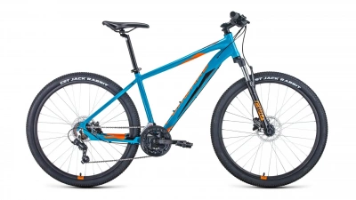 Велосипед FORWARD APACHE 27,5 3.0 HD (27,5" 21 ск. рост. 17") 2022, бирюзовый/оранжевый