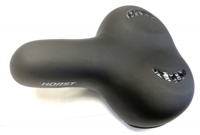 Седло Horst, комфортное GEL с замком 250x200мм широкое с эластомерами, 697гр, черное