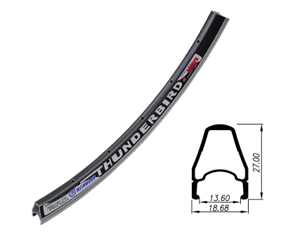 Обод 28" 28H AV Weinmann Thunderbird 700x18/23C, 14G, CNC 18.6x13.6x27, фрез., черный