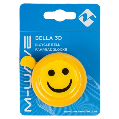 Звонок M-Wave Bella 3D, сталь/пластик D=55мм, детский "SMILE", желтый