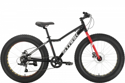 Велосипед Stark Rocket Fat 24.1 D 2022, черный/красный, 14.5"