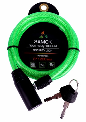 Велозамок Vinca Sport, 8x1200мм, зеленый тросик