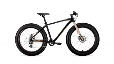 Велосипед FORWARD BIZON 26 D (26" 8 ск. рост. 18") 2022, черный/ бежевый