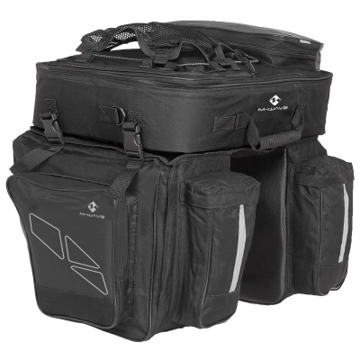 Сумка на багажник M-Wave Amsterdam Triple, штаны, 62 л, 3в1, 34x46x21см, черно-серая
