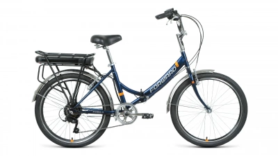 Электровелосипед FORWARD RIVIERA 24 E-250 (24" 6 ск. рост. 16") 2022, темно-синий