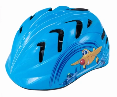 Велошлем детский Vinca Sport VSH-7, OUT-MOLD, с регулировкой, S(48-52см), синий, "вертолетики"