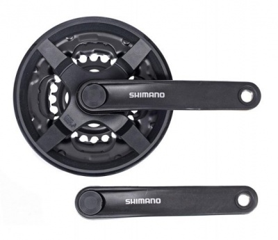 Система шатунов 3ск. 48T Shimano Tourney TY301, 170мм, Кв, 48/38/28, с защитой, черн.