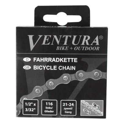Цепь 8/7ск. Ventura, 1/2"x3/32", 116зв. в коробке черно-коричневая
