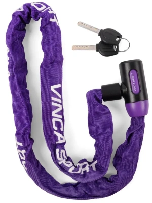 Велозамок Vinca Sport, цепь 6x1000мм, фиолетовая оплетка