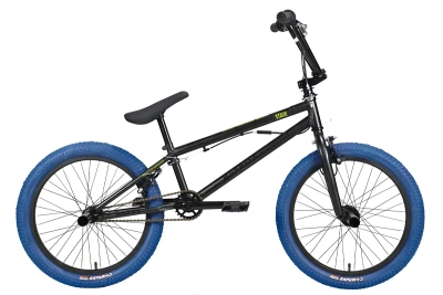 Велосипед Stark Madness BMX 3 2024, антрацитовый матовый/антрацитовый глянцевый, зеленый/темно-синий
